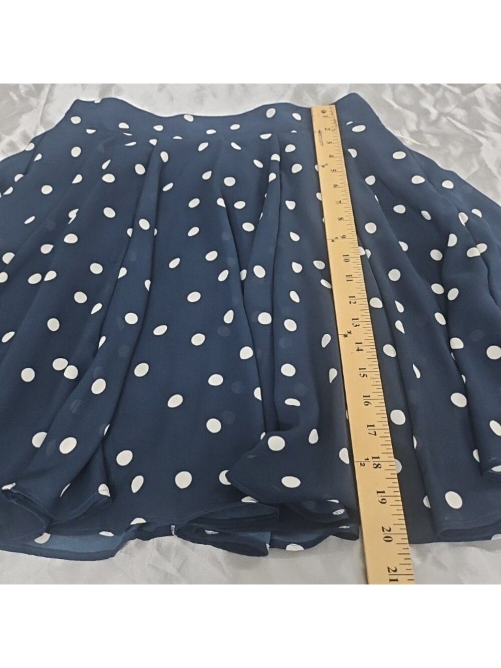 Maison Jules Polka Dot Skirt Large Navy White Retro Midi Parisian Flowy Skater - Picture 3 of 12